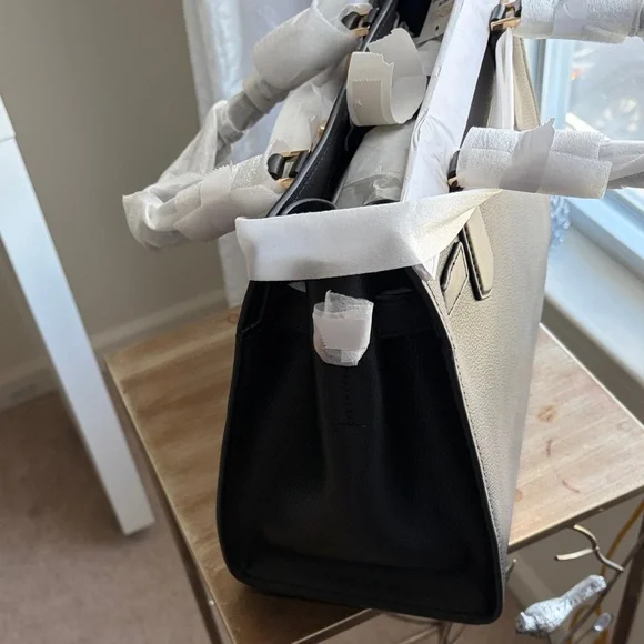 Michael Kors Black Leather Satchel with Gold-Tone Accent - Picture 4 of 5